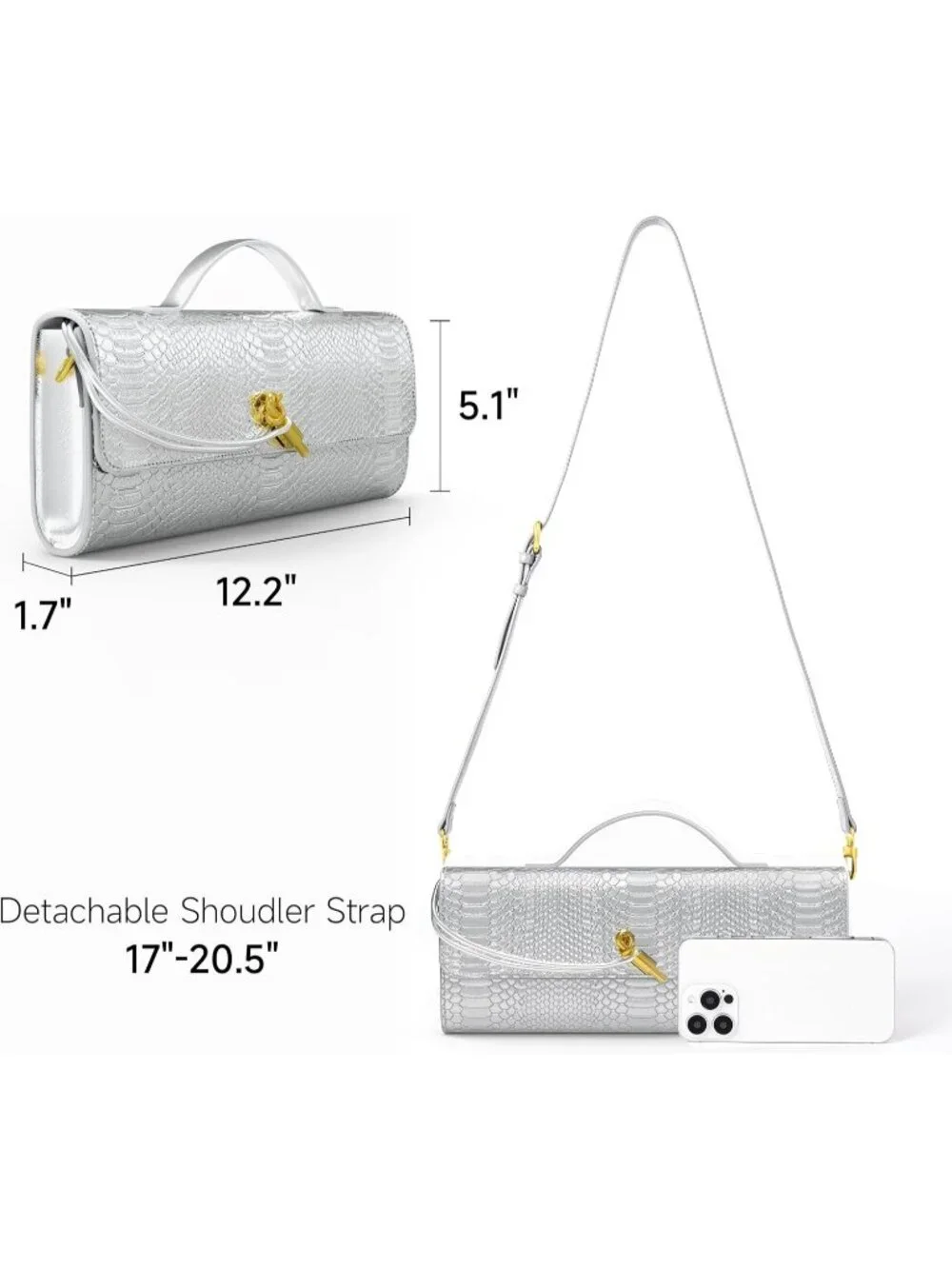 Women Silver Croco Leather Suede Woven Clutch Purse For Evening Crossbody Bag